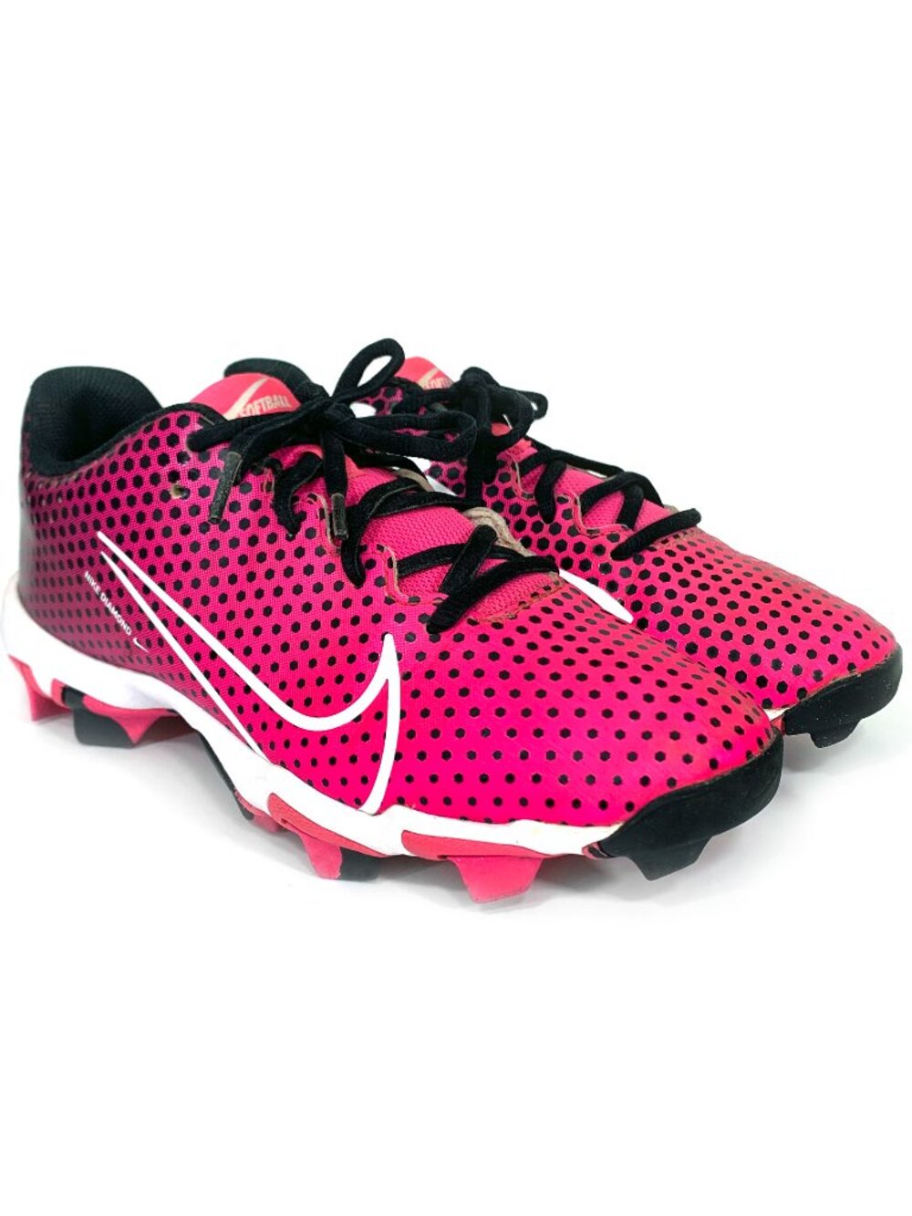 NIKE Hyperdiamond 4 Keystone GG Softball Cleats Fastflex Black Pink Size 6Y